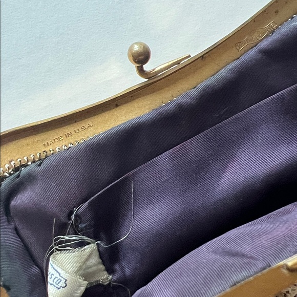 Vintage 1920s Whiting & Davis Metal Minaudière Mesh Chainmail Gold Clutch - Bag - Picture 6 of 8